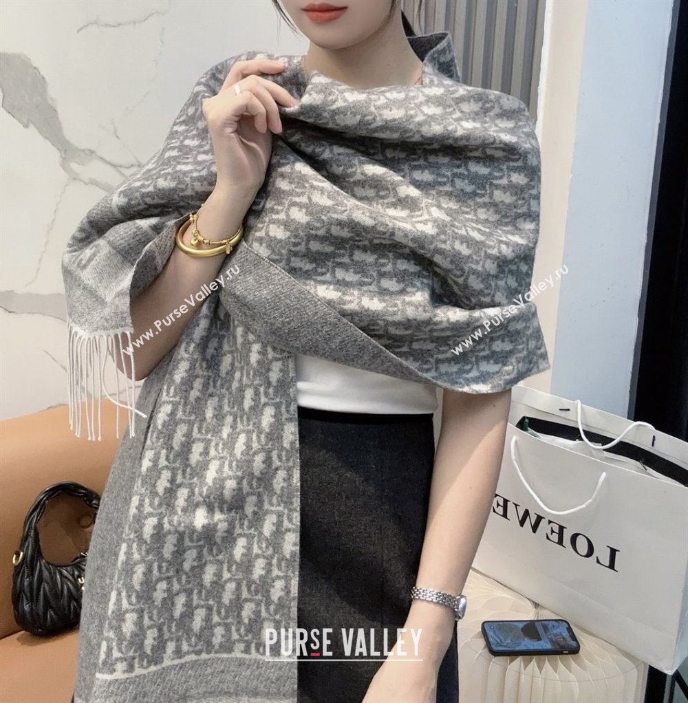 Dior Oblique Cashmere Scarf D110511 Grey 2025 (O-25110511)