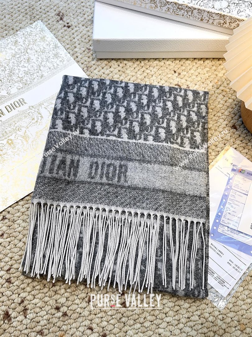 Dior Oblique Cashmere Scarf D110511 Grey 2025 (O-25110511)