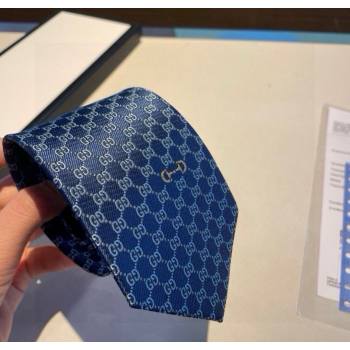 Gucci Mens Silk Tie with Horsebit Light/Blue 2025 GG111202 (XMN-251112011)