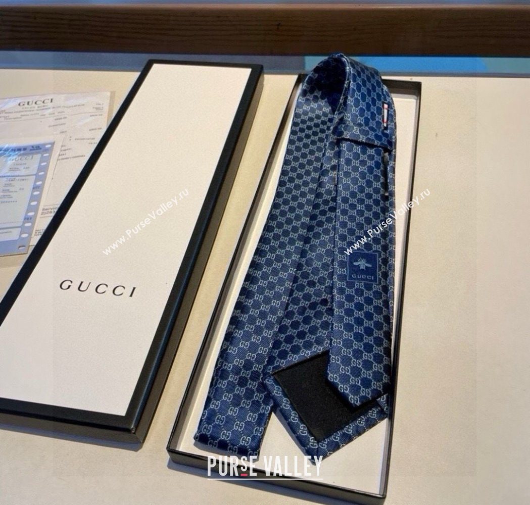 Gucci Mens Silk Tie with Horsebit Light/Blue 2025 GG111202 (XMN-251112011)