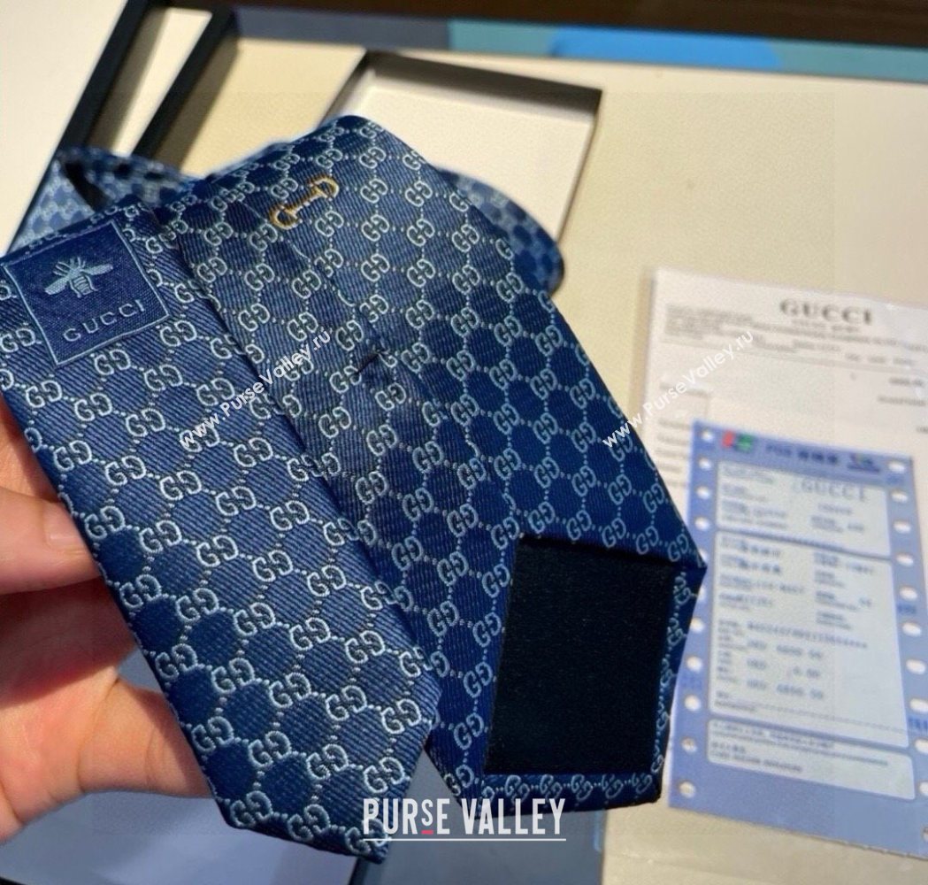 Gucci Mens Silk Tie with Horsebit Light/Blue 2025 GG111202 (XMN-251112011)