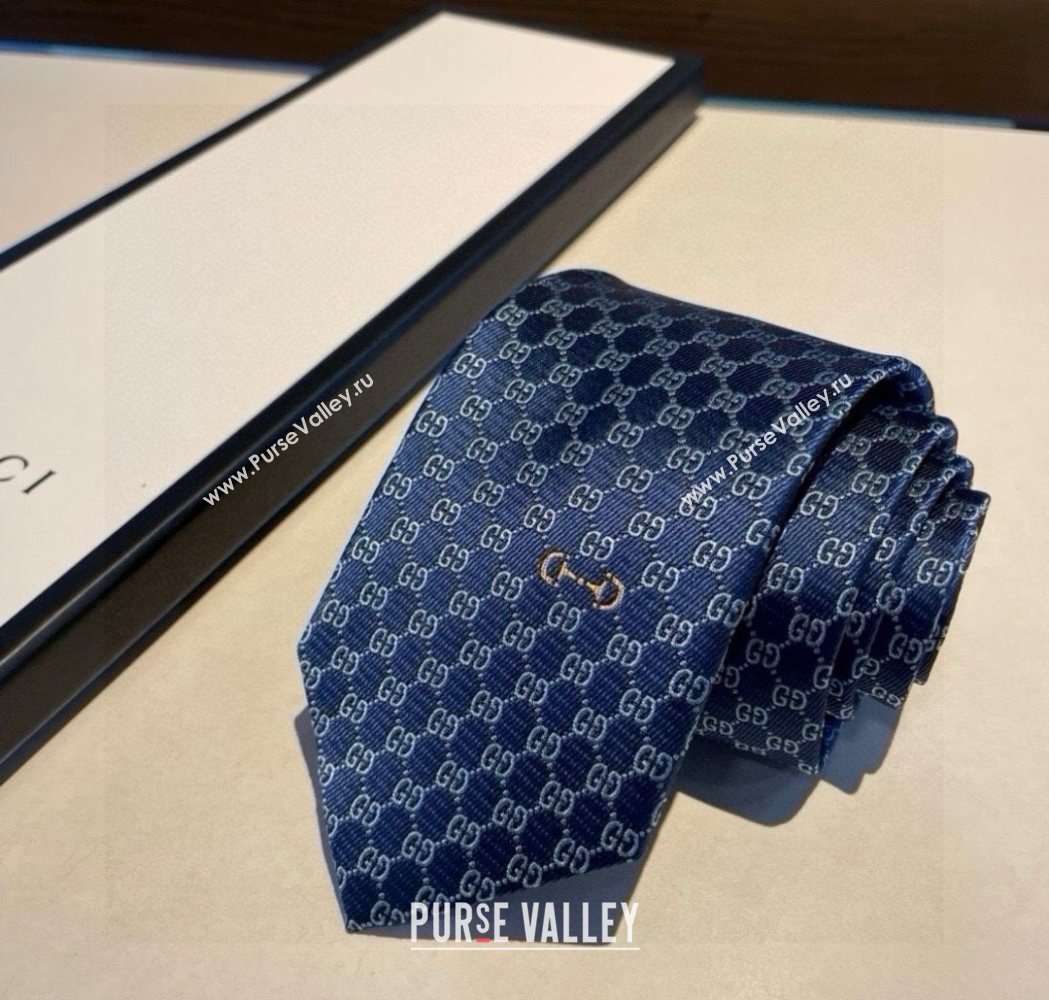 Gucci Mens Silk Tie with Horsebit Light/Blue 2025 GG111202 (XMN-251112011)