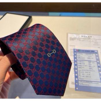 Gucci Mens Silk Tie with Horsebit Blue/Red 2025 GG111202 (XMN-251112012)