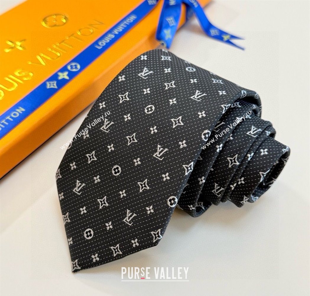 Louis Vuitton Mens Monogram Double Dots Silk Tie Dark Green 2025 LV111203 (XMN-251112015)