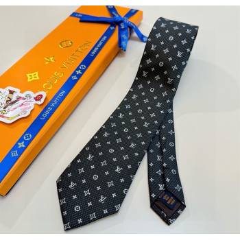 Louis Vuitton Mens Monogram Double Dots Silk Tie Dark Green 2025 LV111203 (XMN-251112015)