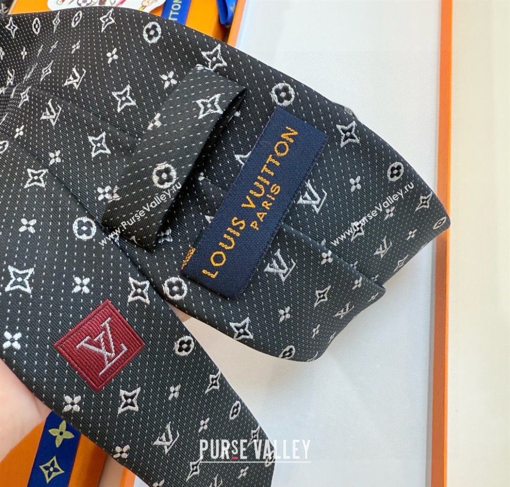 Louis Vuitton Mens Monogram Double Dots Silk Tie Dark Green 2025 LV111203 (XMN-251112015)