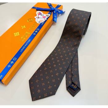 Louis Vuitton Mens Monogram Double Dots Silk Tie Grey 2025 LV111203 (XMN-251112016)