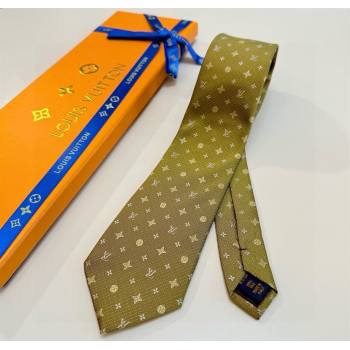 Louis Vuitton Mens Monogram Double Dots Silk Tie Yellow 2025 LV111203 (XMN-251112018)