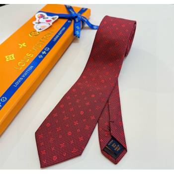 Louis Vuitton Mens Monogram Double Dots Silk Tie Red 2025 LV111203 (XMN-251112020)