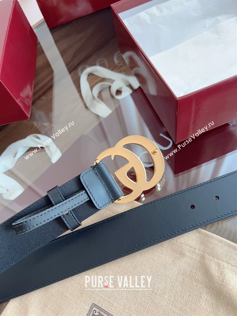 Gucci Smooth Calfskin Belt 4cm G111733 Black/Gold 2025 (99-25111733)