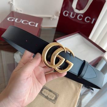Gucci Smooth Calfskin Belt 4cm G111733 Black/Gold 2025 (99-25111733)