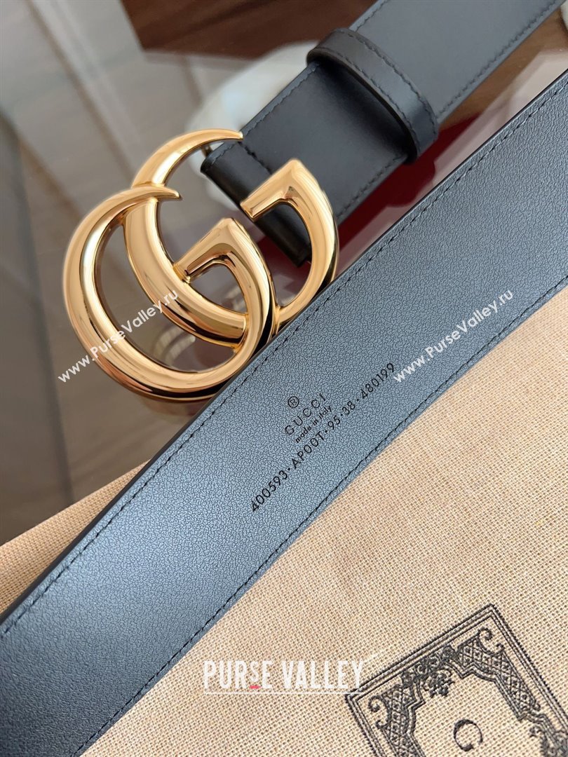 Gucci Smooth Calfskin Belt 4cm G111733 Black/Gold 2025 (99-25111733)