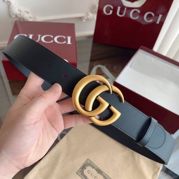 Gucci Smooth Calfskin Belt 4cm G111732 Black/Gold 2025 (99-25111732)