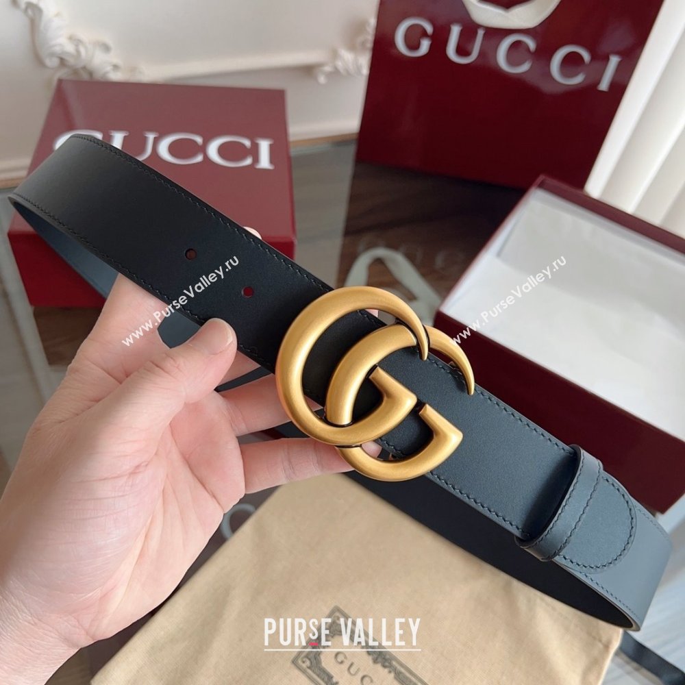 Gucci Smooth Calfskin Belt 4cm G111732 Black/Gold 2025 (99-25111732)