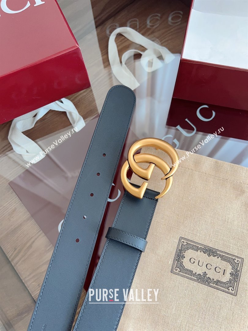 Gucci Smooth Calfskin Belt 4cm G111732 Black/Gold 2025 (99-25111732)