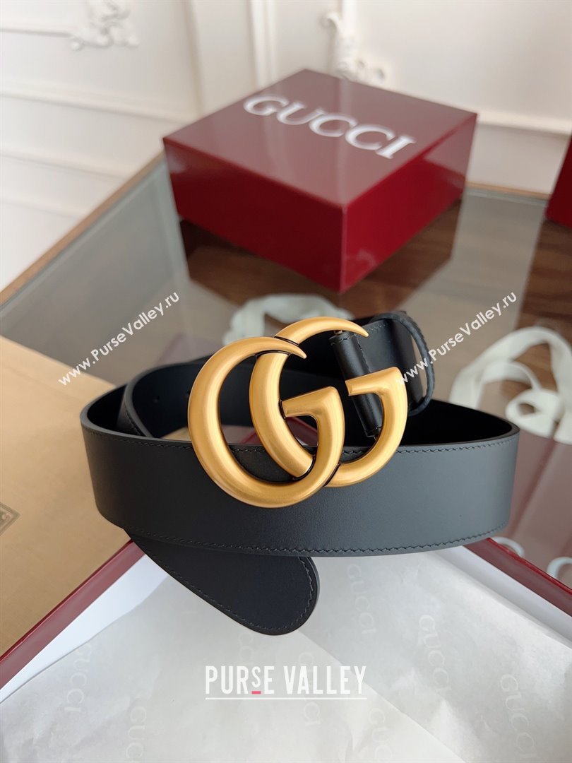 Gucci Smooth Calfskin Belt 4cm G111732 Black/Gold 2025 (99-25111732)
