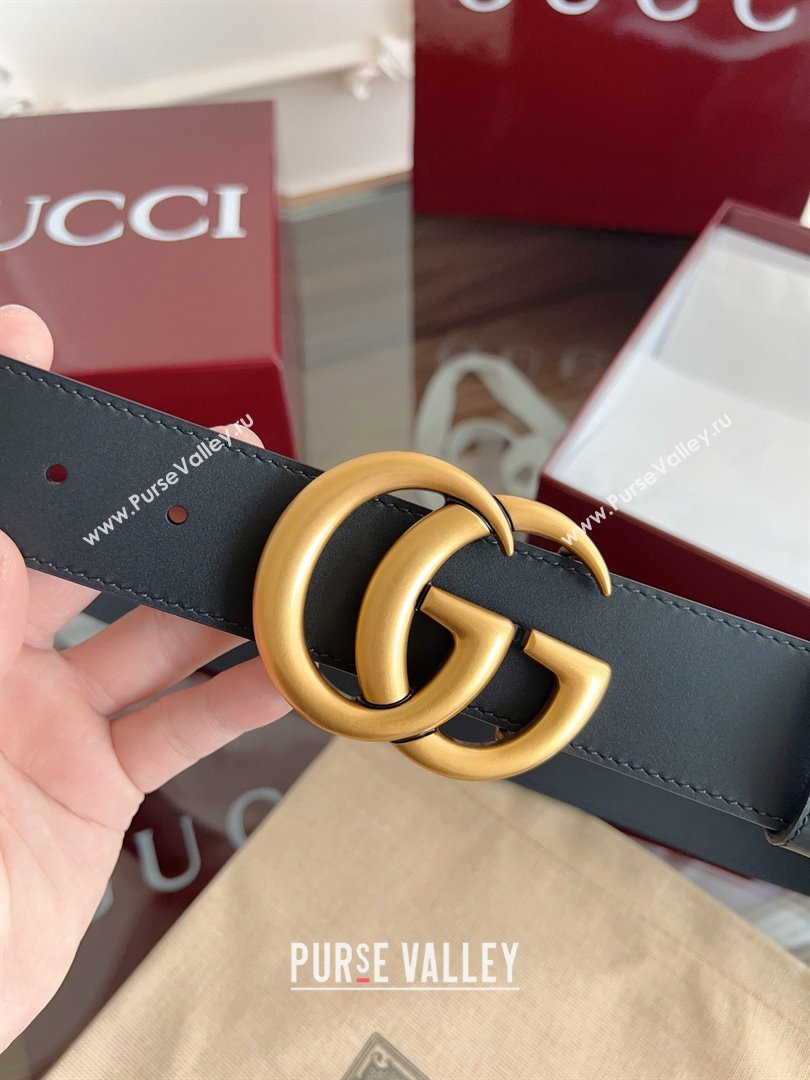 Gucci Smooth Calfskin Belt 4cm G111732 Black/Gold 2025 (99-25111732)