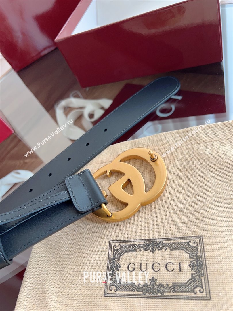 Gucci Smooth Calfskin Belt 4cm G111732 Black/Gold 2025 (99-25111732)