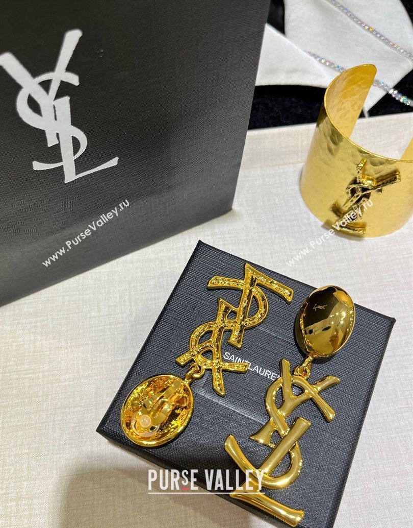 Saint Laurent YSL Clip Earrings Gold 2025 1112 (YF-251112137)