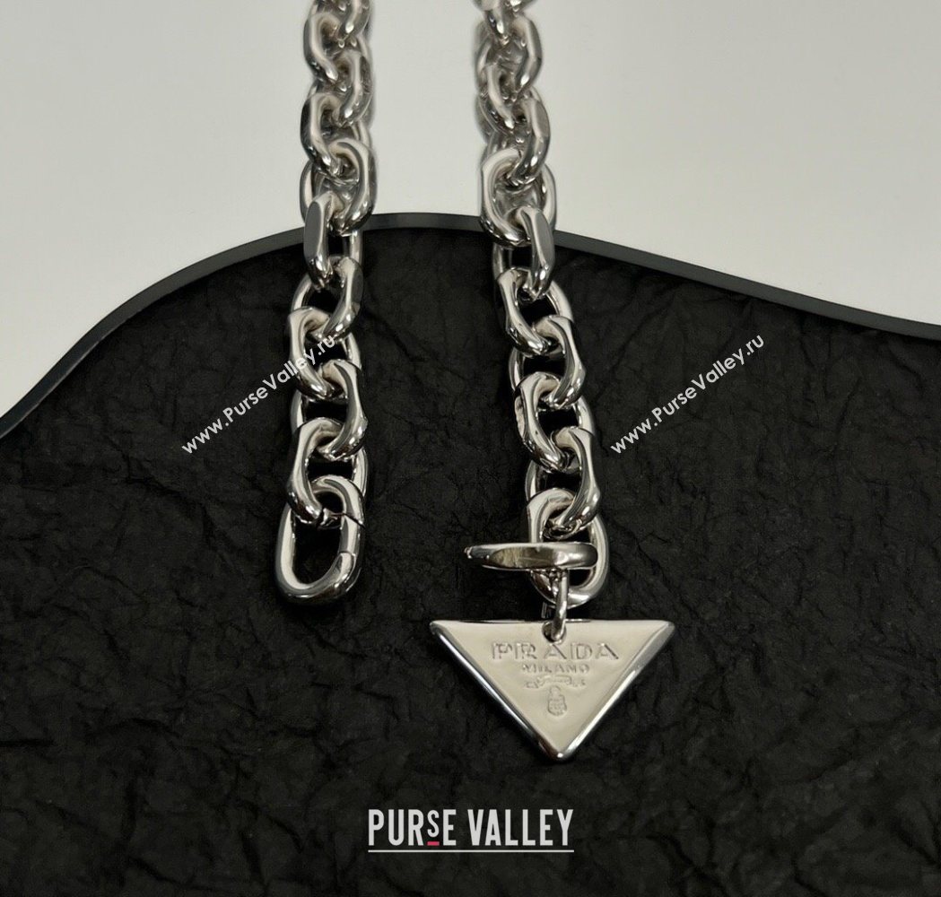 Prada Chain Logo Pendant Necklace Silver 2025 1112 (YF-251112150)