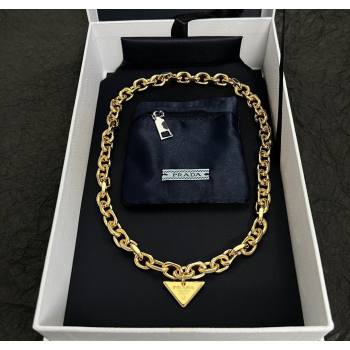 Prada Chain Logo Pendant Necklace Gold 2025 1112 (YF-251112151)