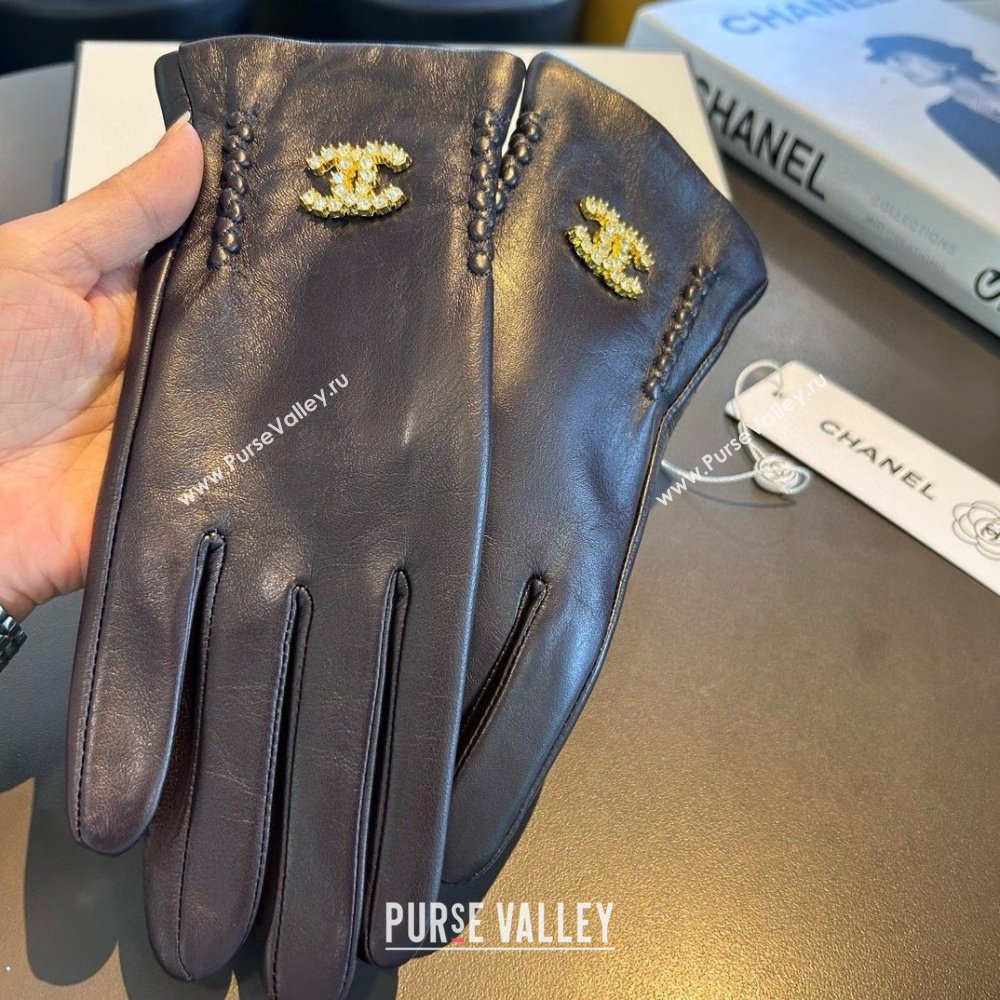 Chanel Lambskin Gloves CH111735 Chocolate Brown 2025 (XMV-25111735)