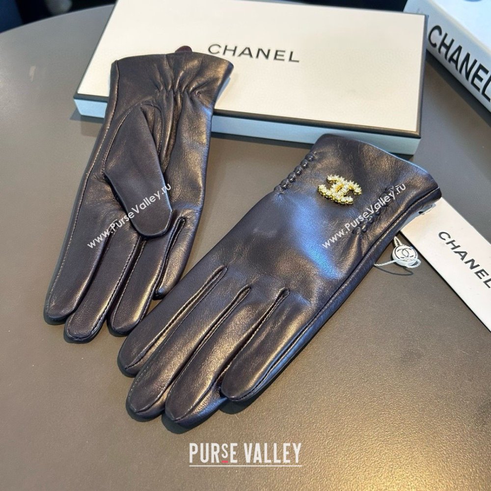 Chanel Lambskin Gloves CH111735 Chocolate Brown 2025 (XMV-25111735)