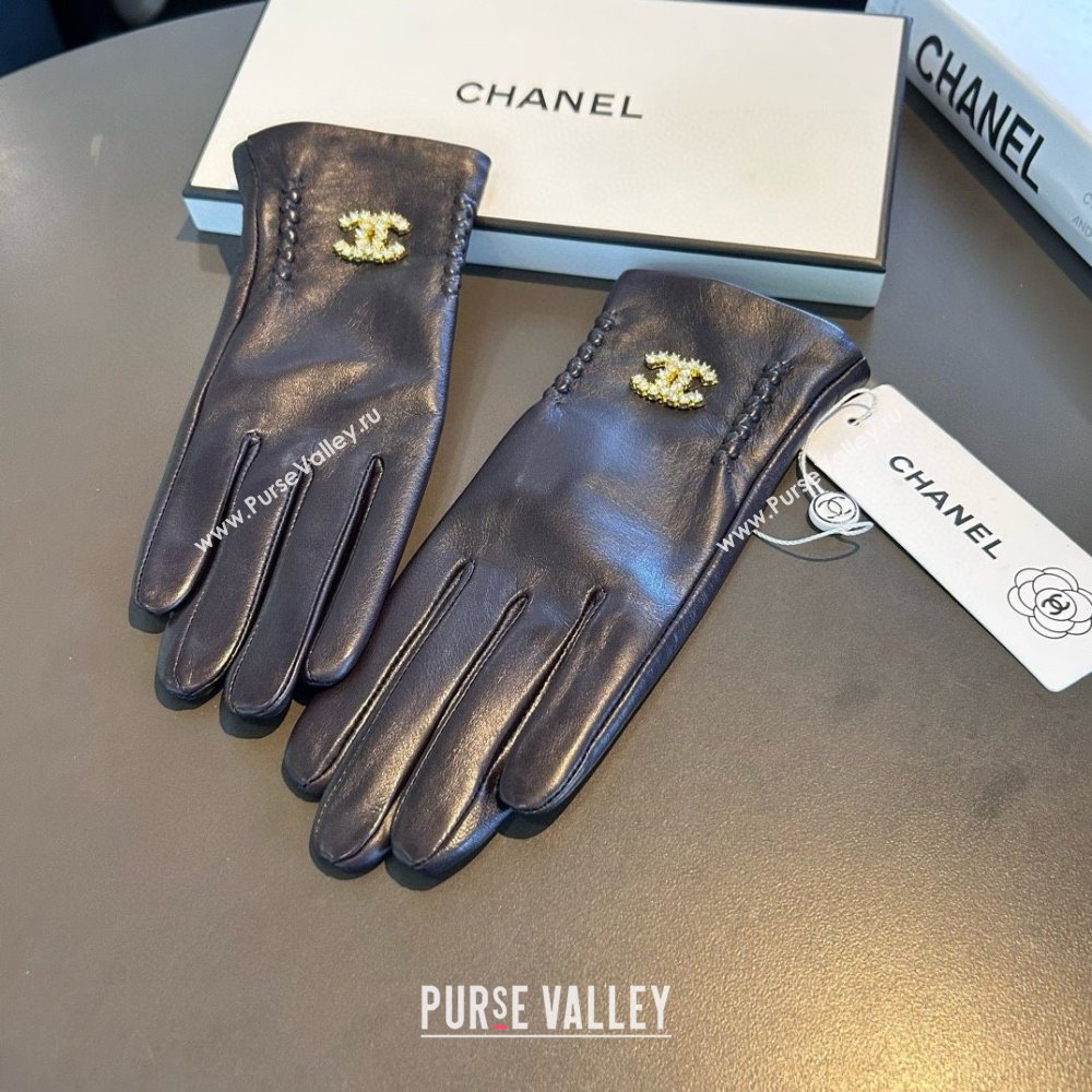 Chanel Lambskin Gloves CH111735 Chocolate Brown 2025 (XMV-25111735)