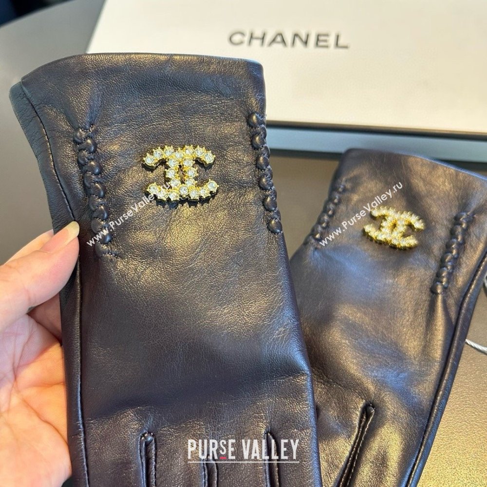 Chanel Lambskin Gloves CH111735 Chocolate Brown 2025 (XMV-25111735)