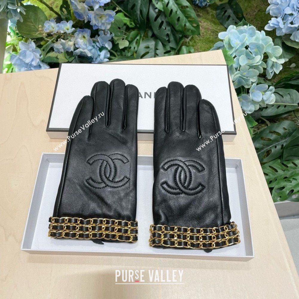 Chanel Lambskin Gloves with Chain CH111305 Black 2025 (A-25111305)