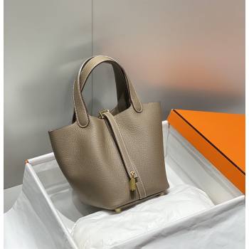Hermes Picotin Lock Mini Bag 18cm in Togo Calfskin Leather Elephant Grey/Gold 2025 (FL-25111213)