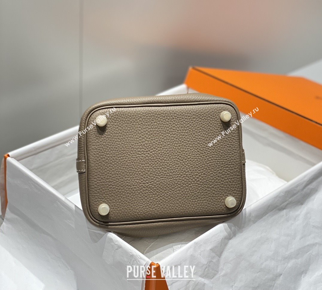 Hermes Picotin Lock Mini Bag 18cm in Togo Calfskin Leather Elephant Grey/Gold 2025 (FL-25111213)