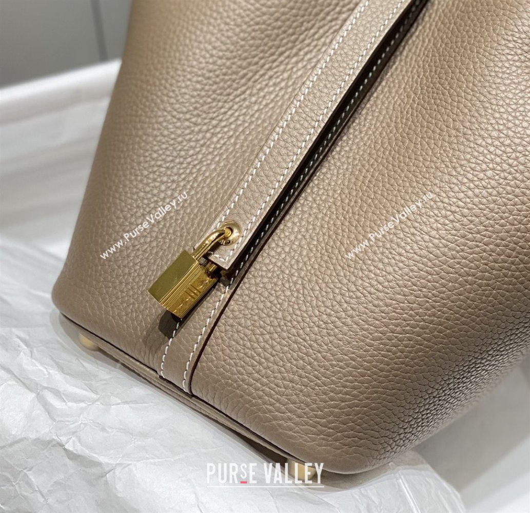 Hermes Picotin Lock Mini Bag 18cm in Togo Calfskin Leather Elephant Grey/Gold 2025 (FL-25111213)