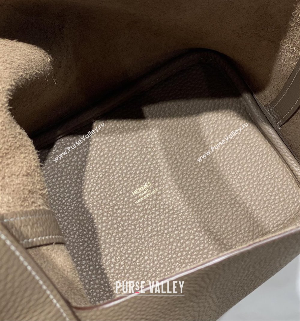 Hermes Picotin Lock Mini Bag 18cm in Togo Calfskin Leather Elephant Grey/Gold 2025 (FL-25111213)