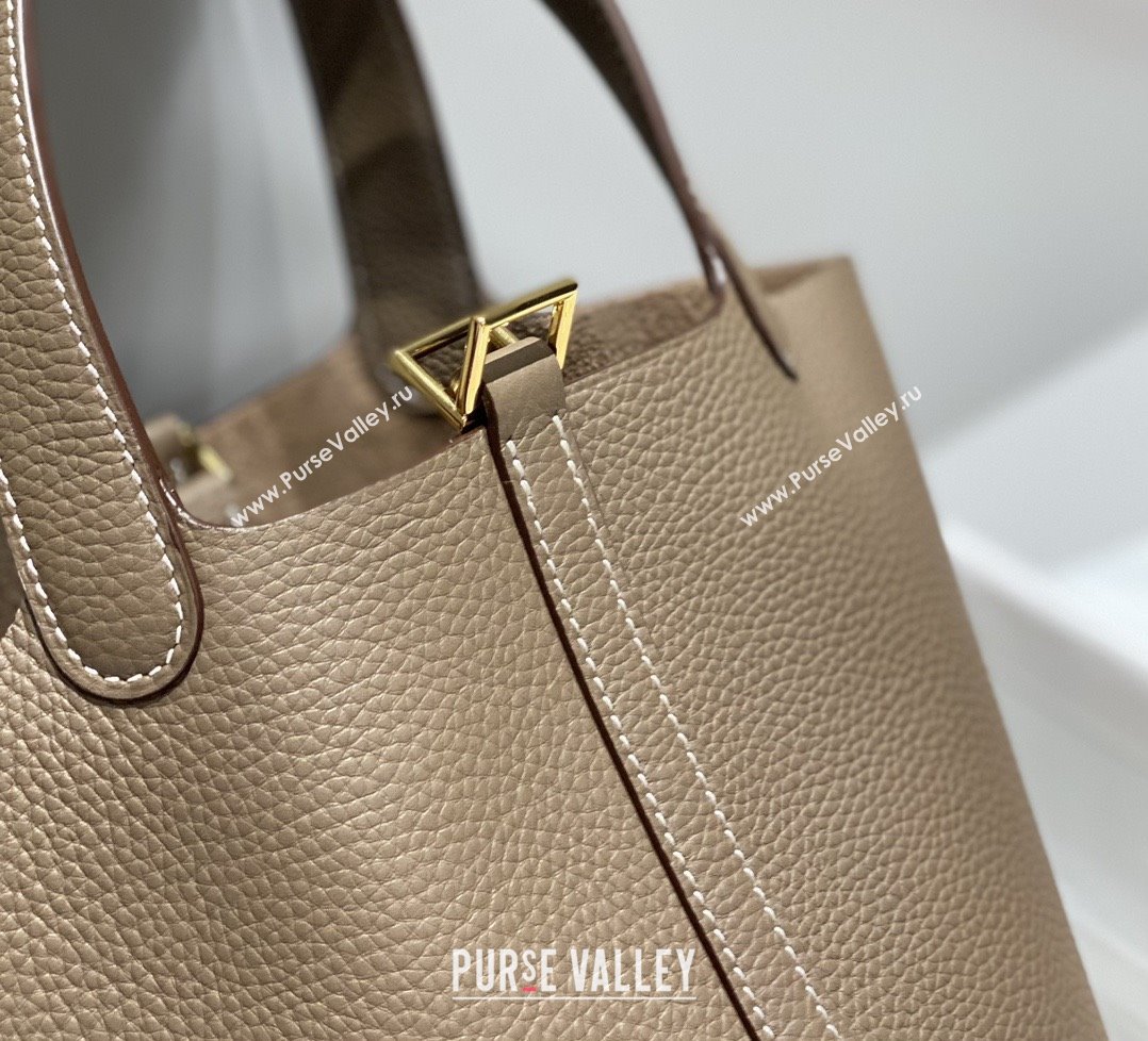 Hermes Picotin Lock Mini Bag 18cm in Togo Calfskin Leather Elephant Grey/Gold 2025 (FL-25111213)