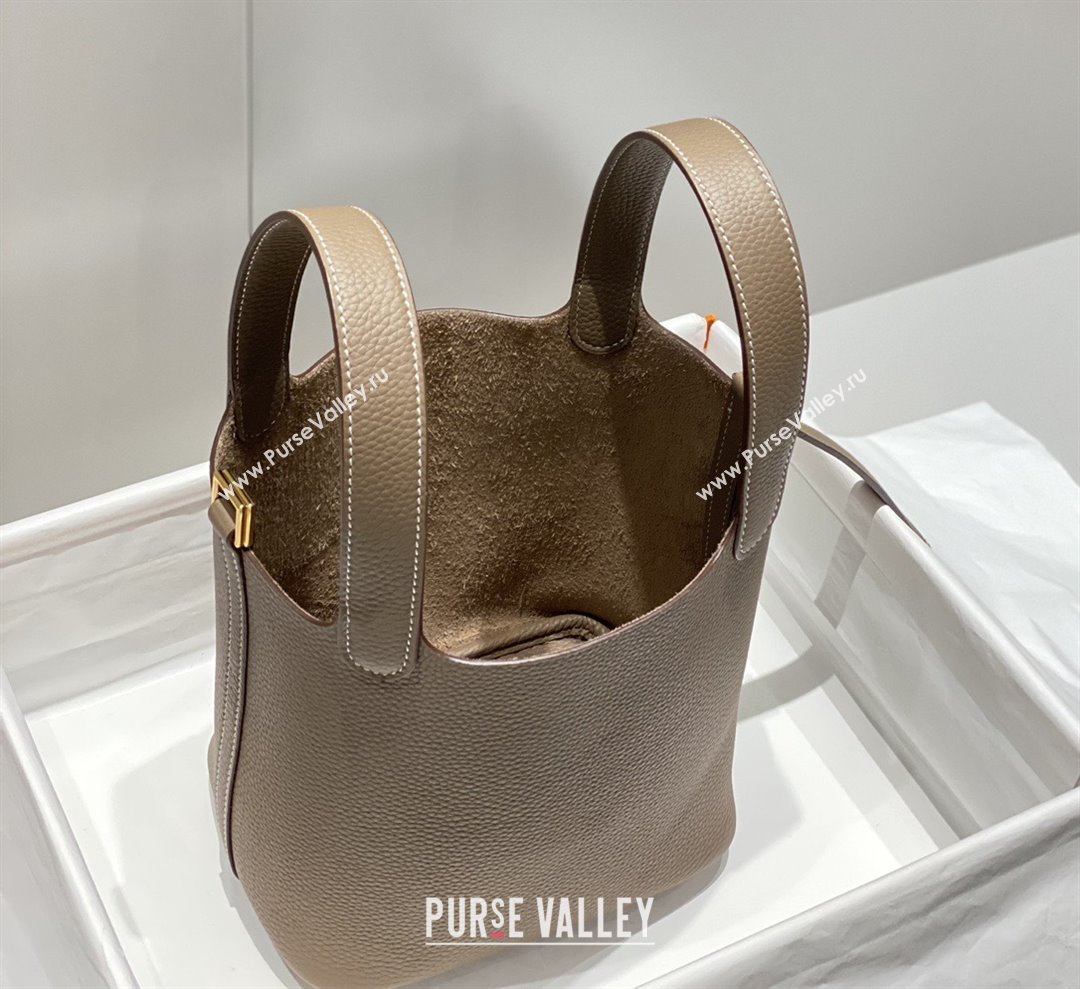 Hermes Picotin Lock Mini Bag 18cm in Togo Calfskin Leather Elephant Grey/Gold 2025 (FL-25111213)