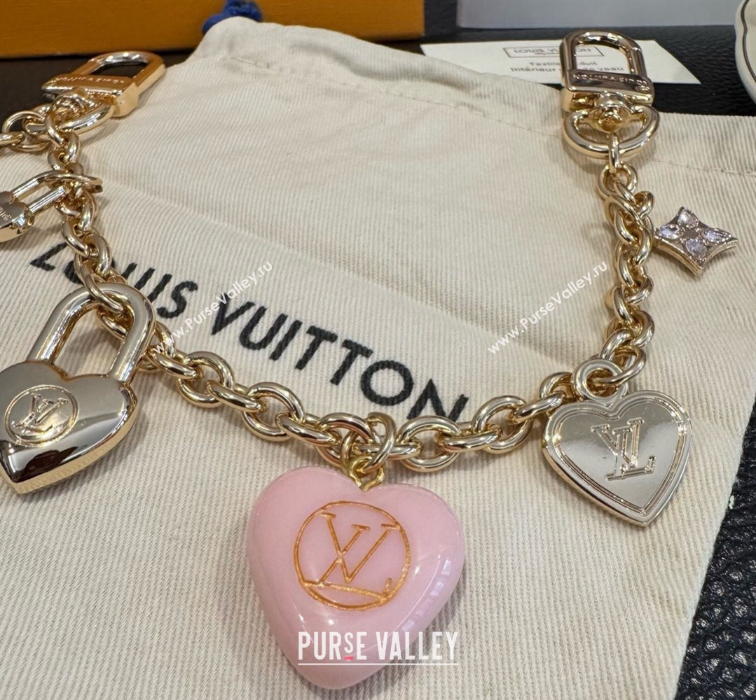 Louis Vuitton Heart Chain Bag Charms Light Pink 2025 1113 (SHI-251113076)