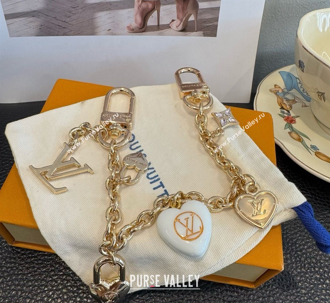 Louis Vuitton Heart Chain Bag Charms White 2025 1113 (SHI-251113077)