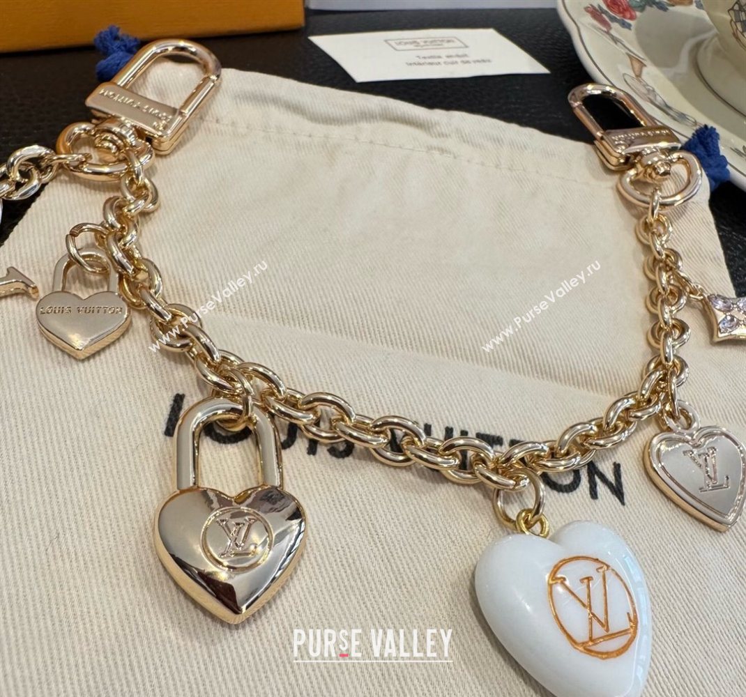 Louis Vuitton Heart Chain Bag Charms White 2025 1113 (SHI-251113077)