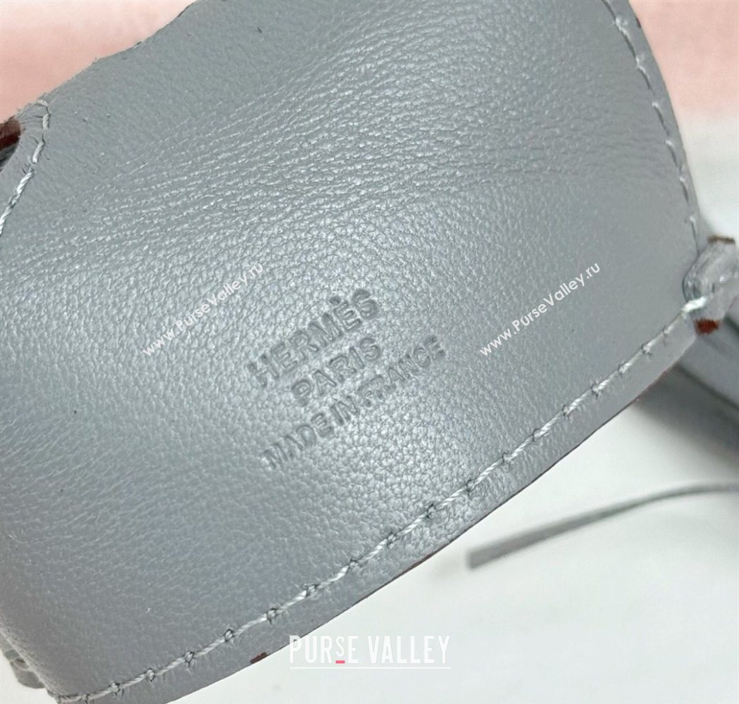 Hermes Rodeo Robeo Coeur Horse Bag Charm in Lambskin Leather with Studs Grey 2025 (HY-251113154)