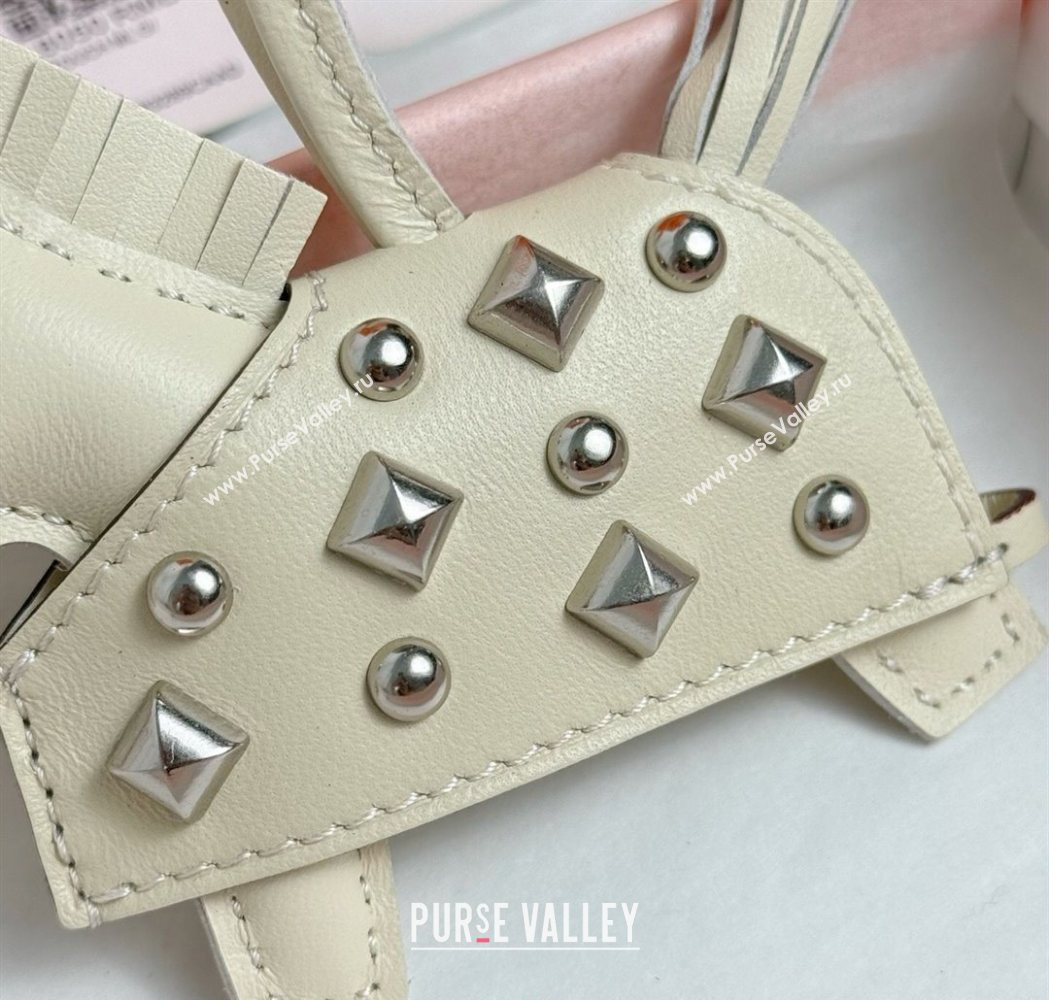 Hermes Rodeo Robeo Coeur Horse Bag Charm in Lambskin Leather with Studs White 2025 (HY-251113157)