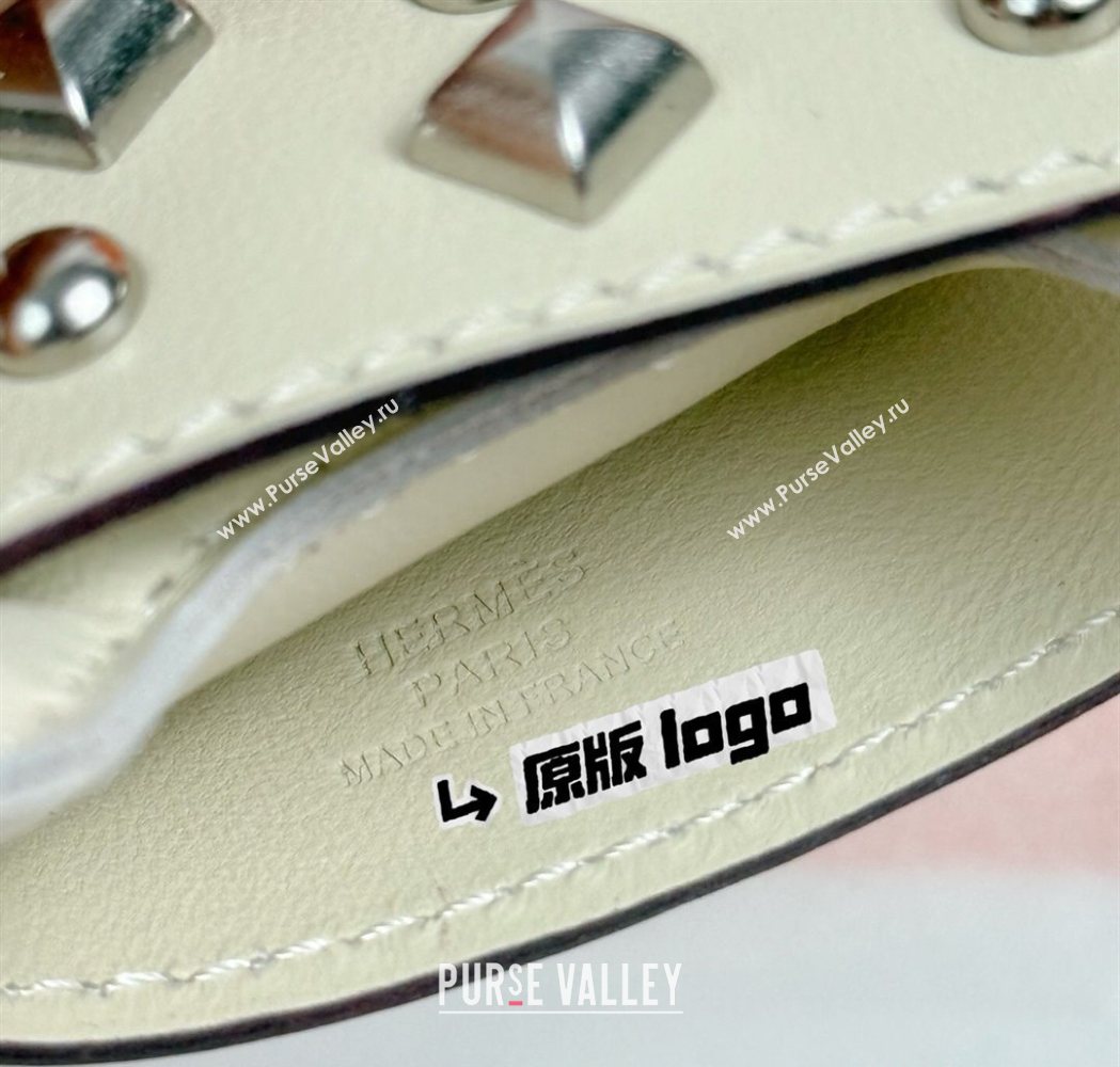 Hermes Rodeo Robeo Coeur Horse Bag Charm in Lambskin Leather with Studs White 2025 (HY-251113157)