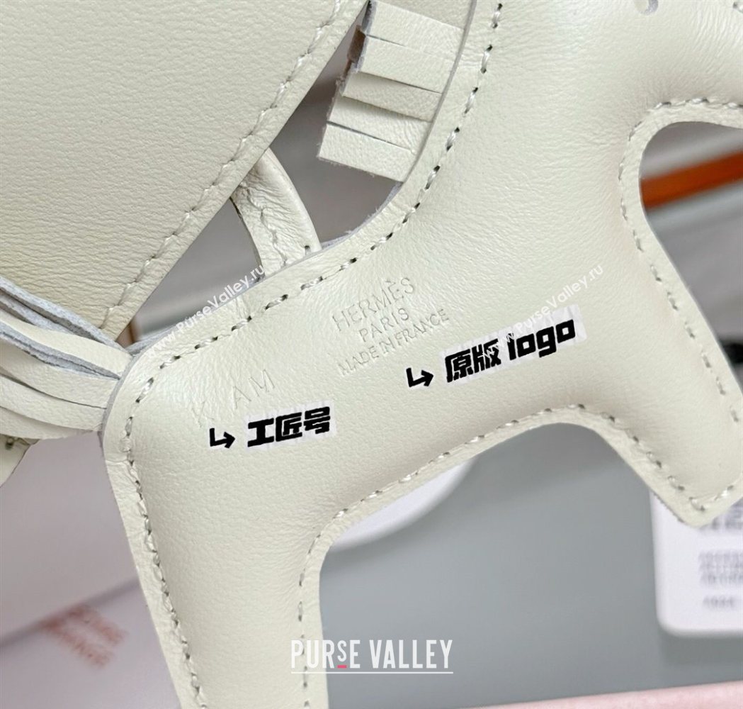 Hermes Rodeo Robeo Coeur Horse Bag Charm in Lambskin Leather with Studs White 2025 (HY-251113157)