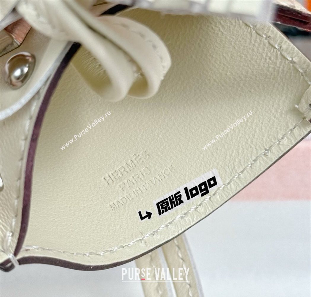 Hermes Rodeo Robeo Coeur Horse Bag Charm in Lambskin Leather with Studs White 2025 (HY-251113157)