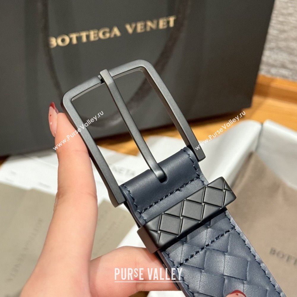 Bottega Veneta Intreccio Loop Belt BV111402 Blue/Black 2025 (YANG-25111402)