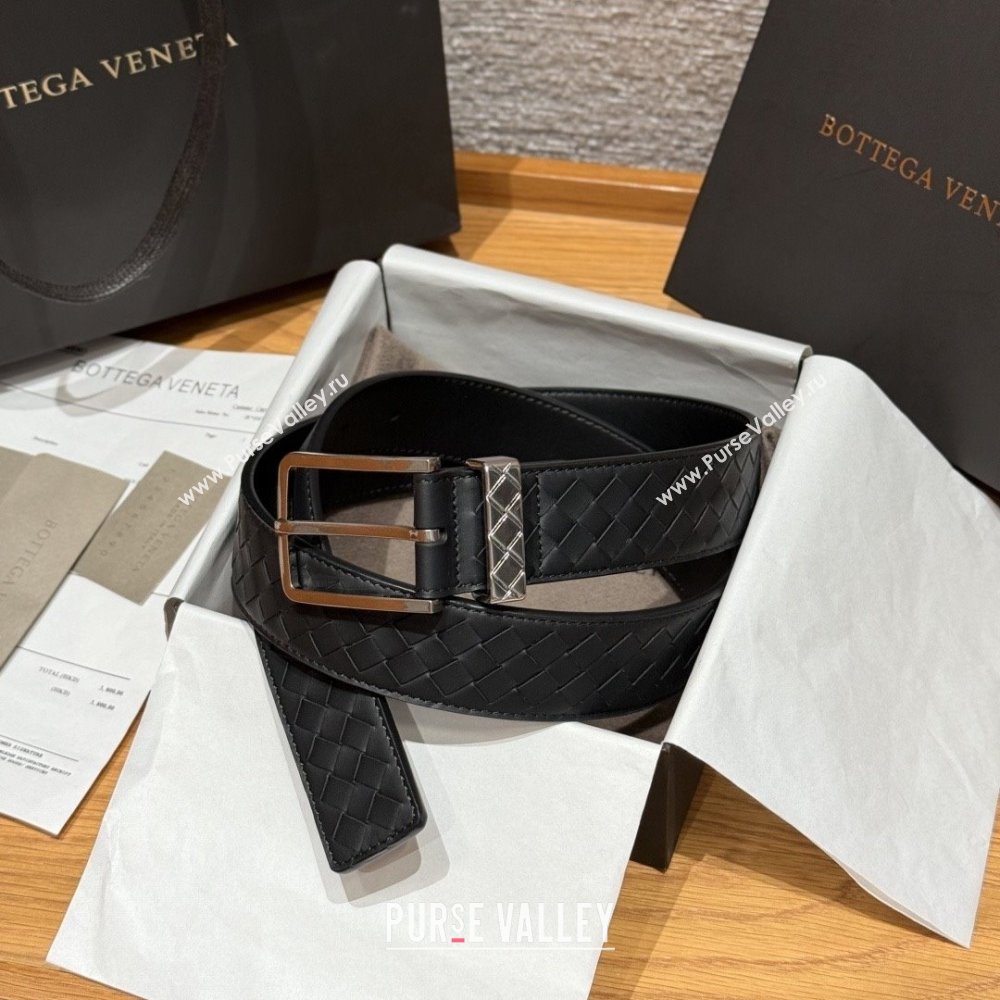 Bottega Veneta Intreccio Loop Belt BV111403 Black/Silver 2025 (YANG-25111403)