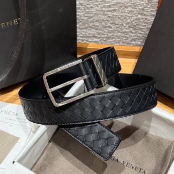 Bottega Veneta Intreccio Loop Belt BV111403 Black/Silver 2025 (YANG-25111403)