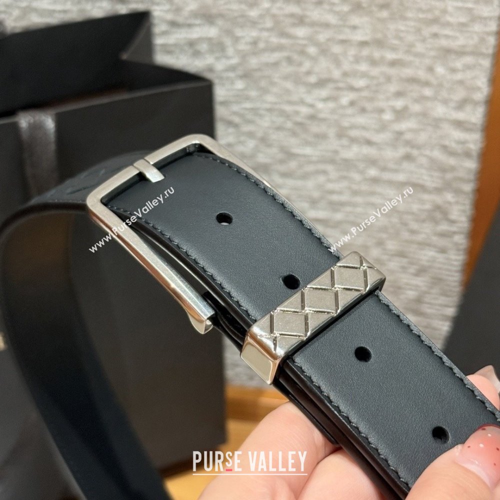 Bottega Veneta Intreccio Loop Belt BV111403 Black/Silver 2025 (YANG-25111403)