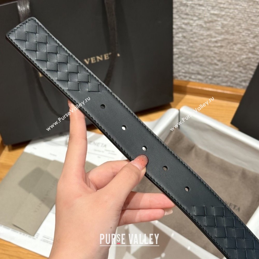 Bottega Veneta Intreccio Loop Belt BV111403 Black/Silver 2025 (YANG-25111403)