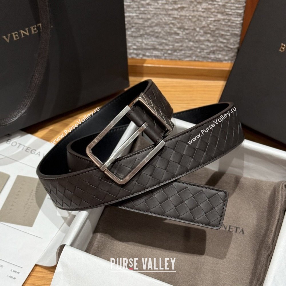 Bottega Veneta Intreccio Loop Belt BV111404 Chocolate/Silver 2025 (YANG-25111404)
